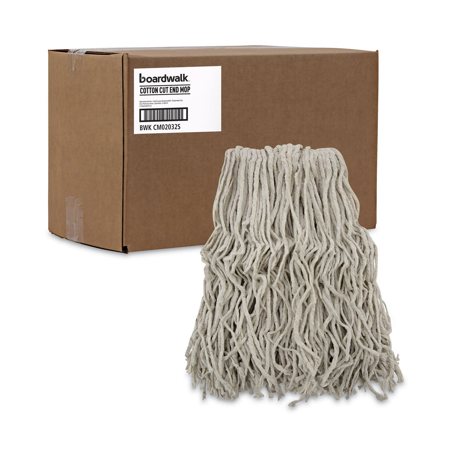 Boardwalk Cotton Mop Head, Cut-End, #32, White, 12/Carton