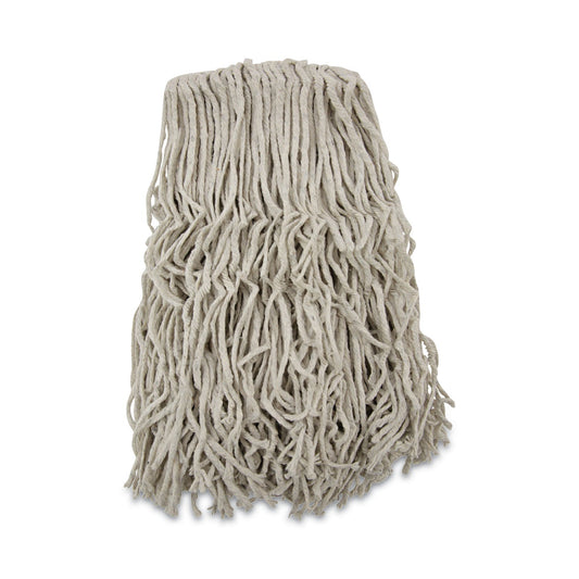 Boardwalk Banded Cotton Mop Heads, 24oz, White, 12/Carton