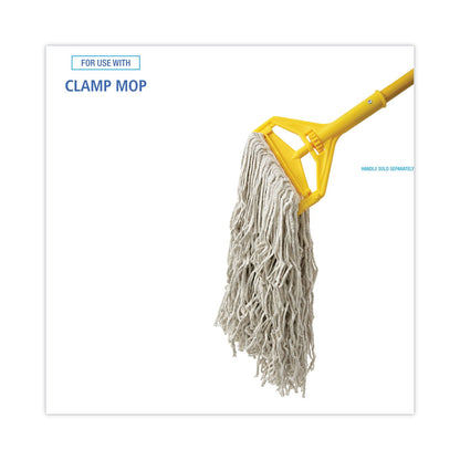 Boardwalk Banded Cotton Mop Heads, 24oz, White, 12/Carton