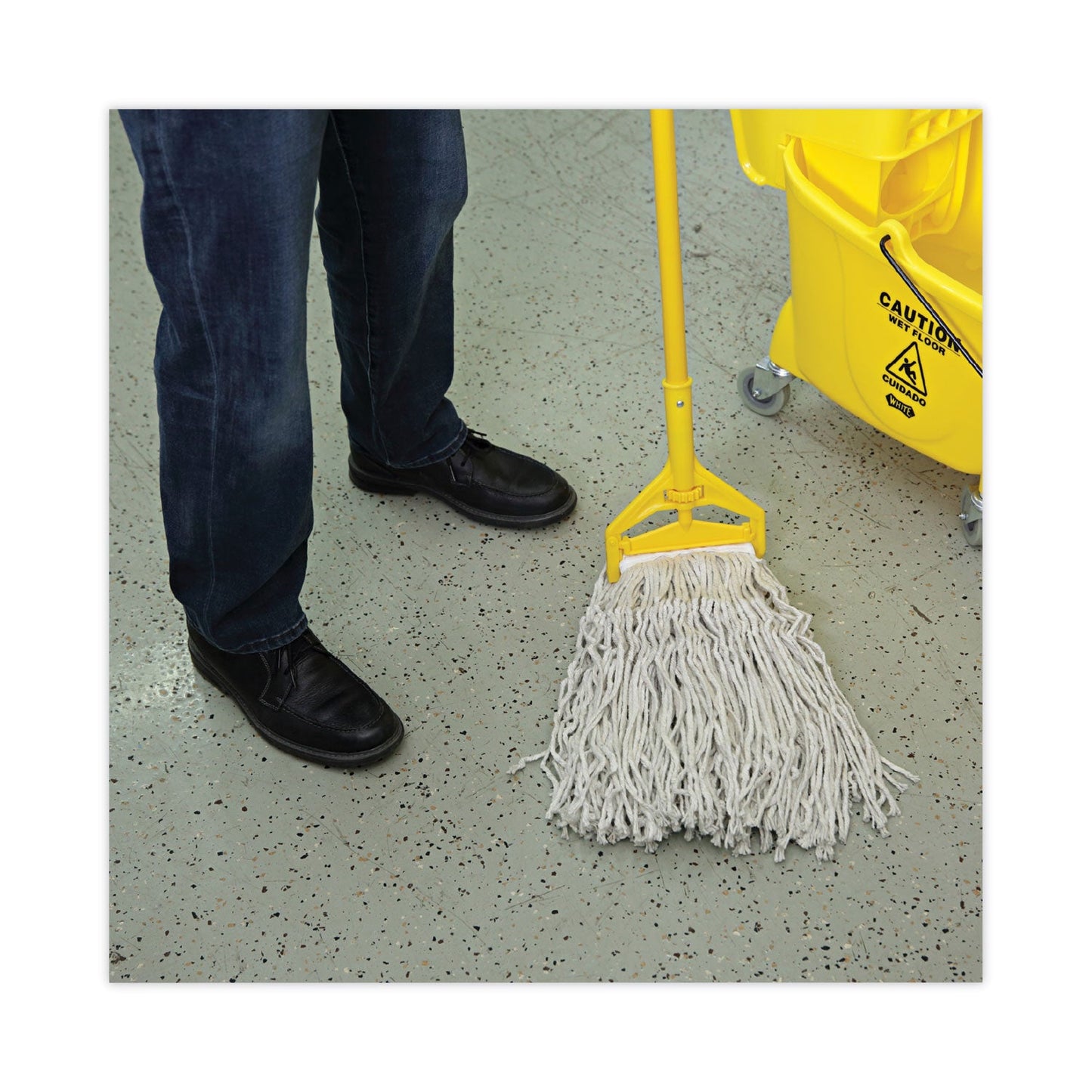 Boardwalk Banded Cotton Mop Heads, 24oz, White, 12/Carton