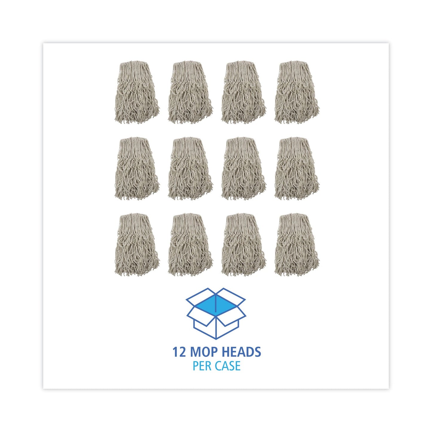 Boardwalk Banded Cotton Mop Heads, 24oz, White, 12/Carton