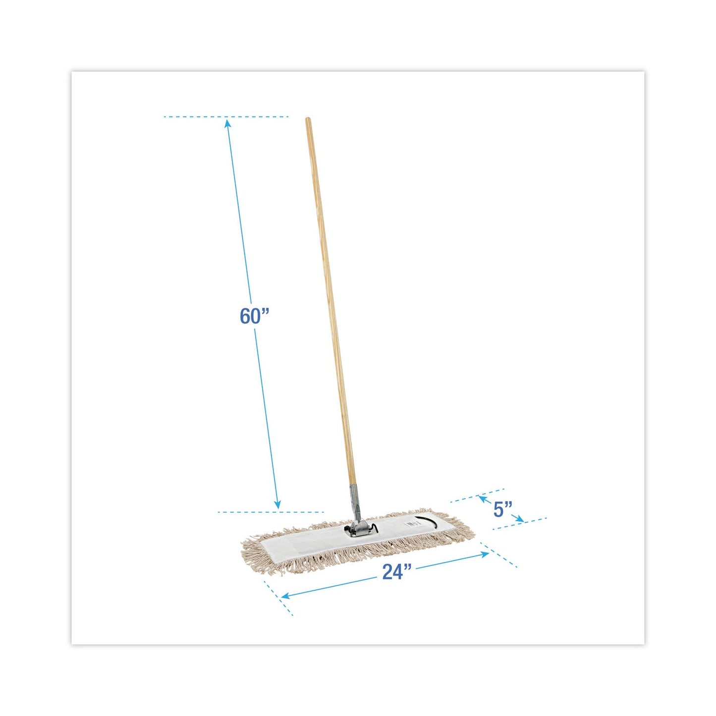 Boardwalk Cotton Dry Mopping Kit, 24 x 5 Natural Cotton Head, 60" Natural Wood Handle
