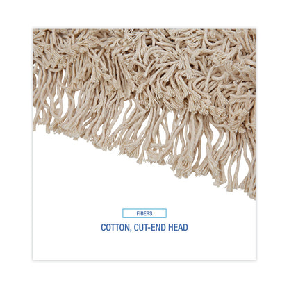 Boardwalk Cotton Dry Mopping Kit, 24 x 5 Natural Cotton Head, 60" Natural Wood Handle