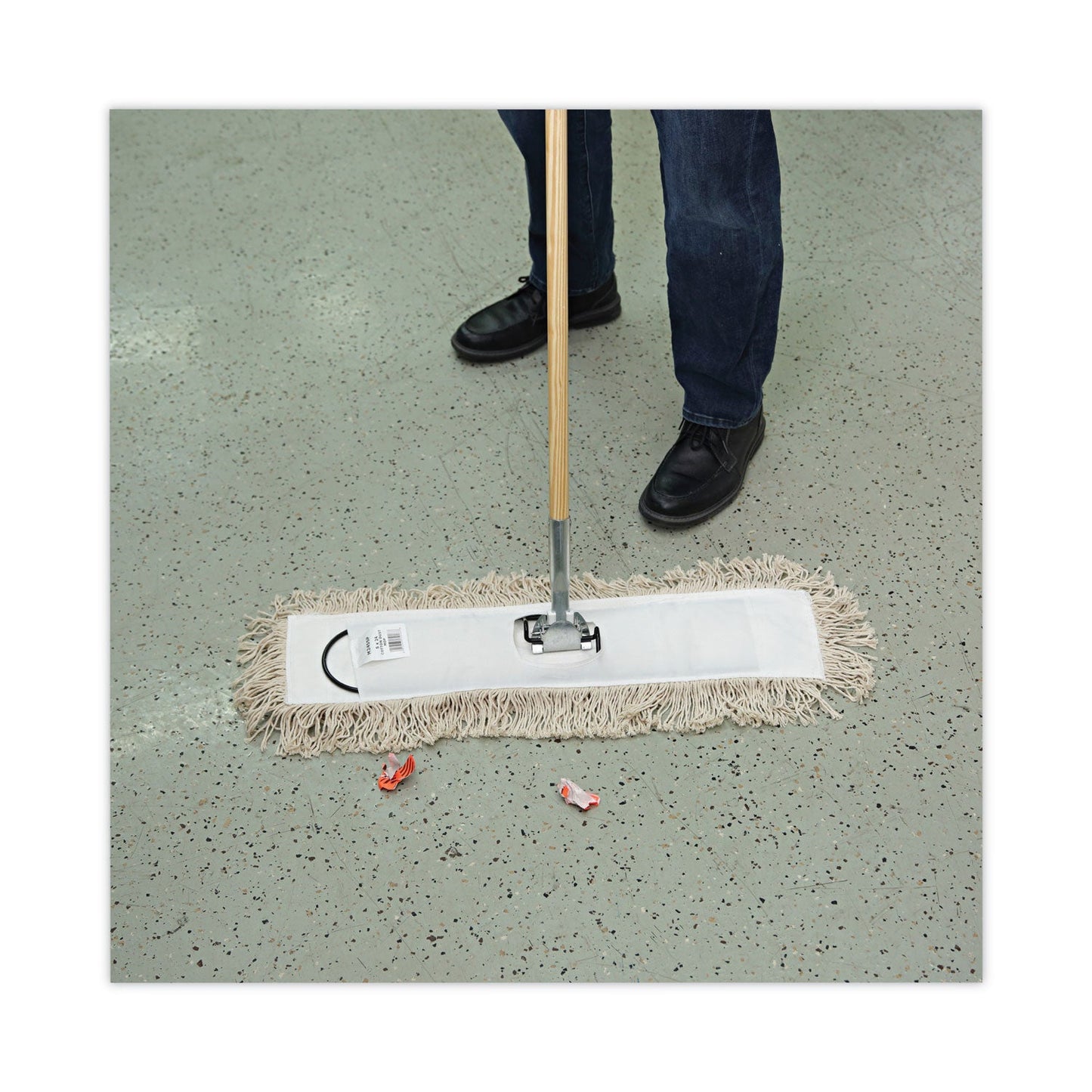 Boardwalk Cotton Dry Mopping Kit, 24 x 5 Natural Cotton Head, 60" Natural Wood Handle