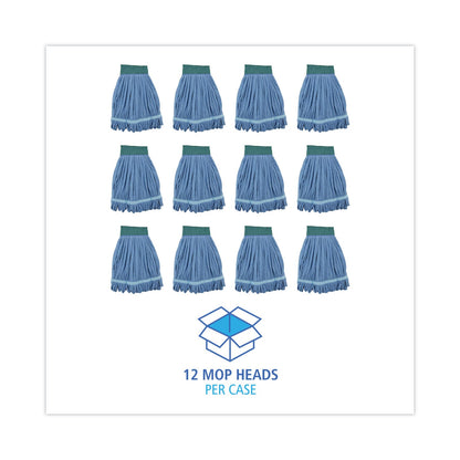 Boardwalk Microfiber Looped-End Wet Mop Heads, Medium, Blue, 12/Carton, 12/Carton