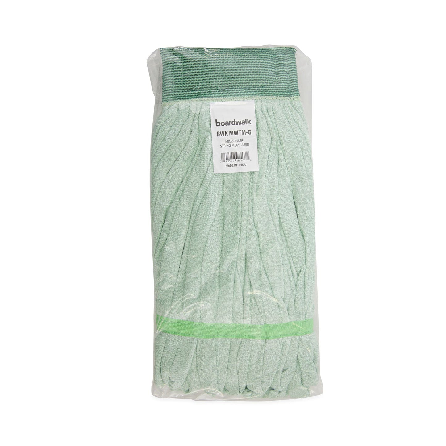 Boardwalk Microfiber Looped-End Wet Mop Head, Medium, Green