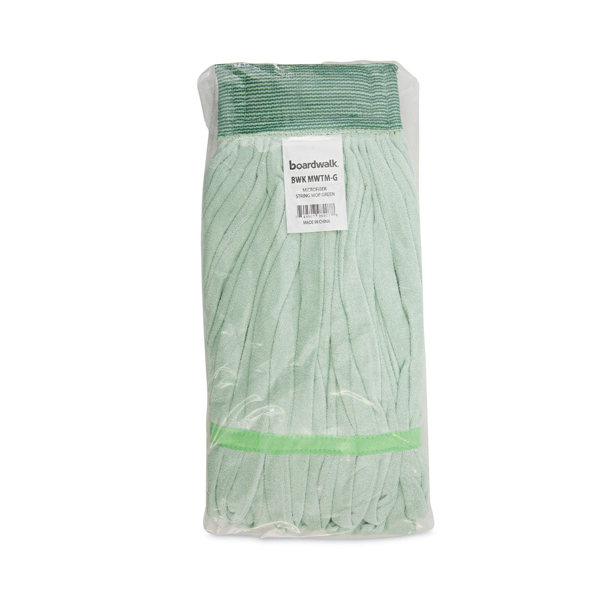Boardwalk Microfiber Looped-End Wet Mop Heads, Medium, Green, 12/Carton