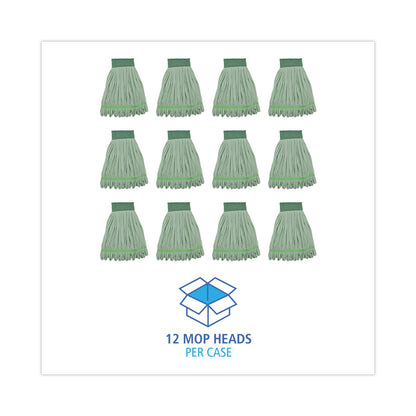 Boardwalk Microfiber Looped-End Wet Mop Heads, Medium, Green, 12/Carton