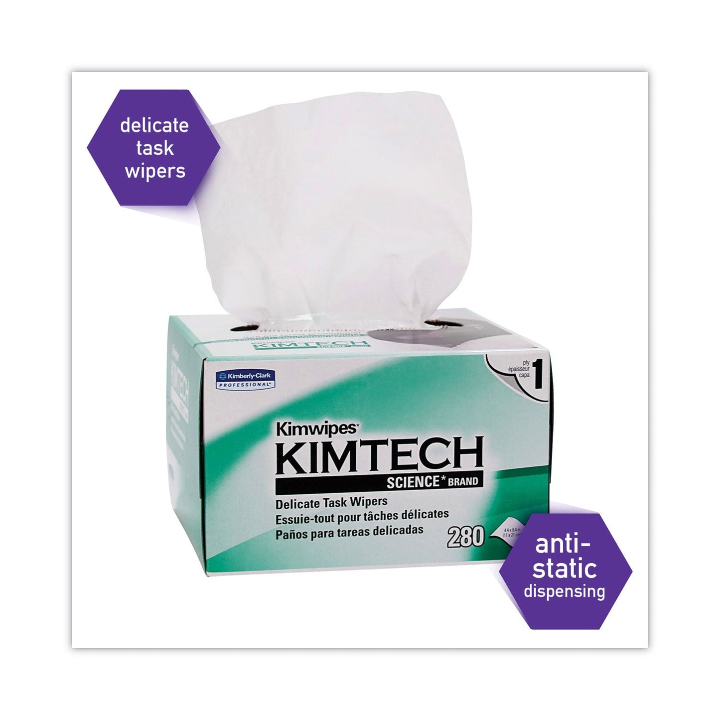 Kimtech Kimwipes Delicate Task Wipers, 1-Ply, 4.4 x 8.4, 280/Box, 30 Boxes/Carton