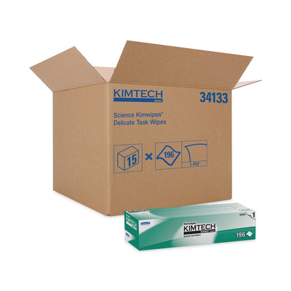 Kimtech Kimwipes Delicate Task Wipers, 1-Ply, 11.8 x 11.8, 198/Box, 15 Boxes/Carton