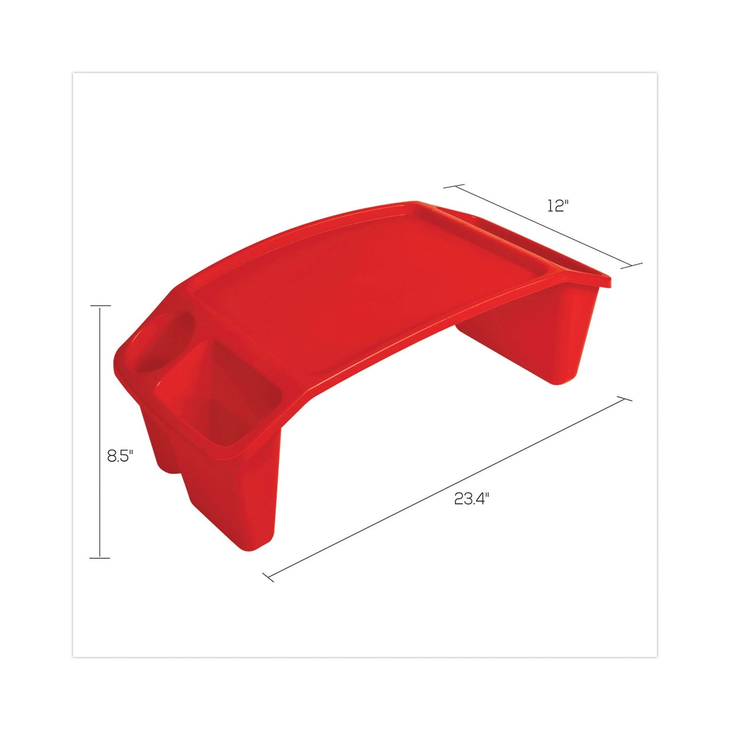 deflecto Antimicrobial Lap Desk, Rectangular, 23.35w x 12d x 8.53h, Red
