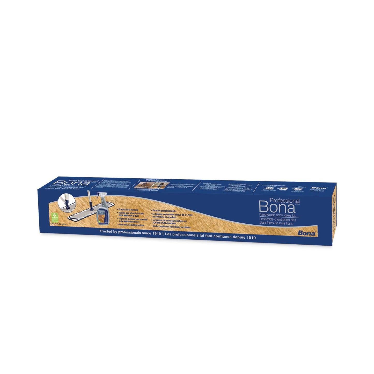 Bona Hardwood Floor Care Kit, 18" Wide Microfiber Head, 72" Silver/Blue Aluminum Handle