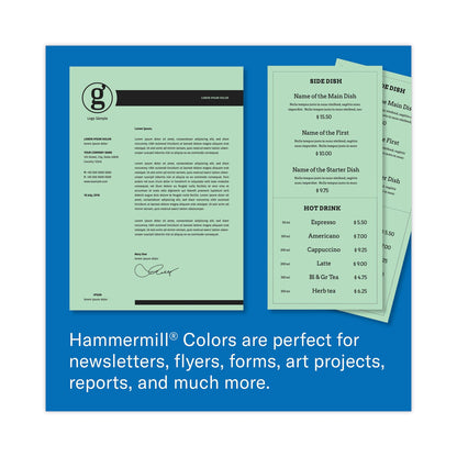Hammermill Colors Print Paper, 20 lb Bond Weight, 8.5 x 11, Green, 500/Ream