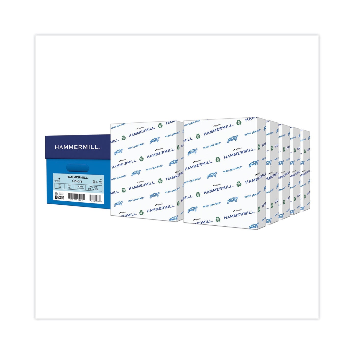 Hammermill Colors Print Paper, 20 lb Bond Weight, 8.5 x 11, Blue, 500 Sheets/Ream, 10 Reams/Carton