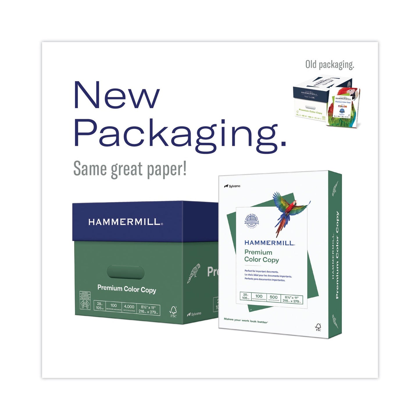 Hammermill Premium Color Copy Print Paper, 100 Bright, 28 lb Bond Weight, 8.5 x 14, Photo White, 500/Ream