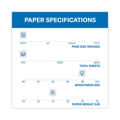 Hammermill Premium Laser Print Paper, 98 Bright, 24 lb Bond Weight, 8.5 x 11, White, 500/Ream