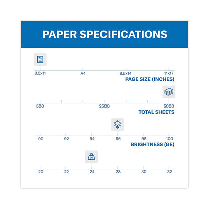 Hammermill Fore Multipurpose Print Paper, 96 Bright, 24 lb Bond Weight, 8.5 x 11, White, 500 Sheets/Ream, 10 Reams/Carton