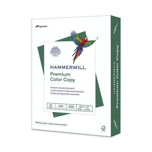 Hammermill Premium Color Copy Print Paper, 100 Bright, 32 lb Bond Weight, 8.5 x 11, Photo White, 500/Ream