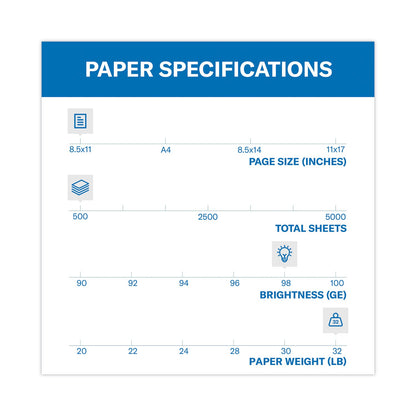 Hammermill Premium Laser Print Paper, 98 Bright, 32 lb Bond Weight, 8.5 x 11, White, 500/Ream