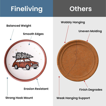8 Inch Terracotta Winter Plates Set of 2 Ceramic Wall Hanging Clay Decorative Plates for Winter Decorations Round Wall Decor for Living Room & Kitchen