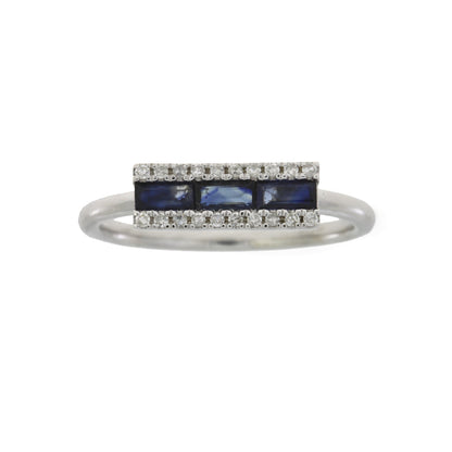 .63ct Diamond Sapphire Ring 14KT White Gold