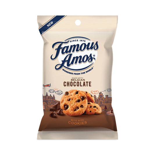 Famous Amos Cookies, Chocolate Chip, 2 oz Snack Pack, 8/Box
