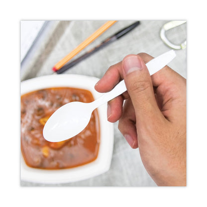 Dart Impress Heavyweight Polystyrene Cutlery, Teaspoon, White, 1000/Carton
