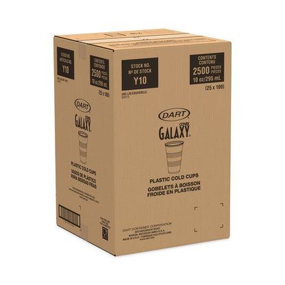 Dart High-Impact Polystyrene Cold Cups, 10 oz, Translucent, 100 Cups/Sleeve, 25 Sleeves/Carton