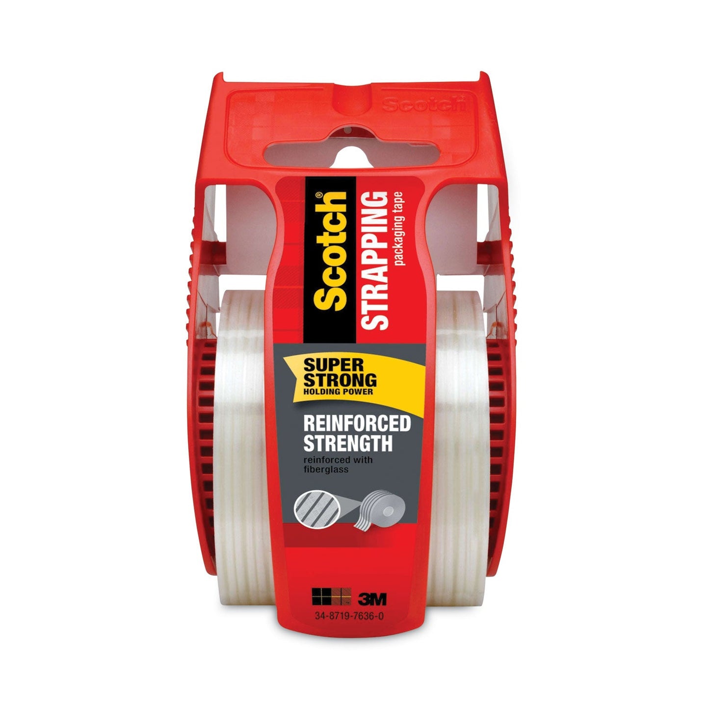 Scotch Reinforced Strength Shipping and Strapping Tape in Dispenser, 1.5" Core, 1.88" x 10 yds, Clear