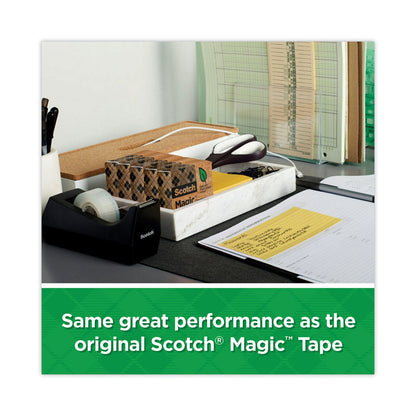 Scotch Magic Greener Tape with C38 Dispenser, 1" Core, 0.75" x 75 ft, Clear, 6/Pack