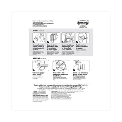 Command Broom Gripper, 3.12w x 1.85d x 3.34h, White/Gray, 6 Grippers/16 Strips/Pack