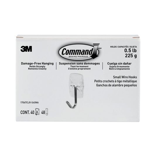 Command Clear Hooks and Strips, Plastic/Metal, Small, 40 Hooks and 48 Strips/Pack
