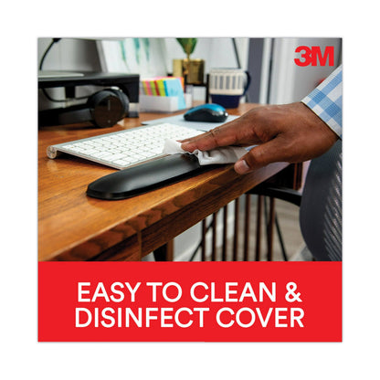 3M Antimicrobial Gel Mouse Pad/Keyboard Wrist Rest Platform, 25.5 x 10.6, Black/Silver