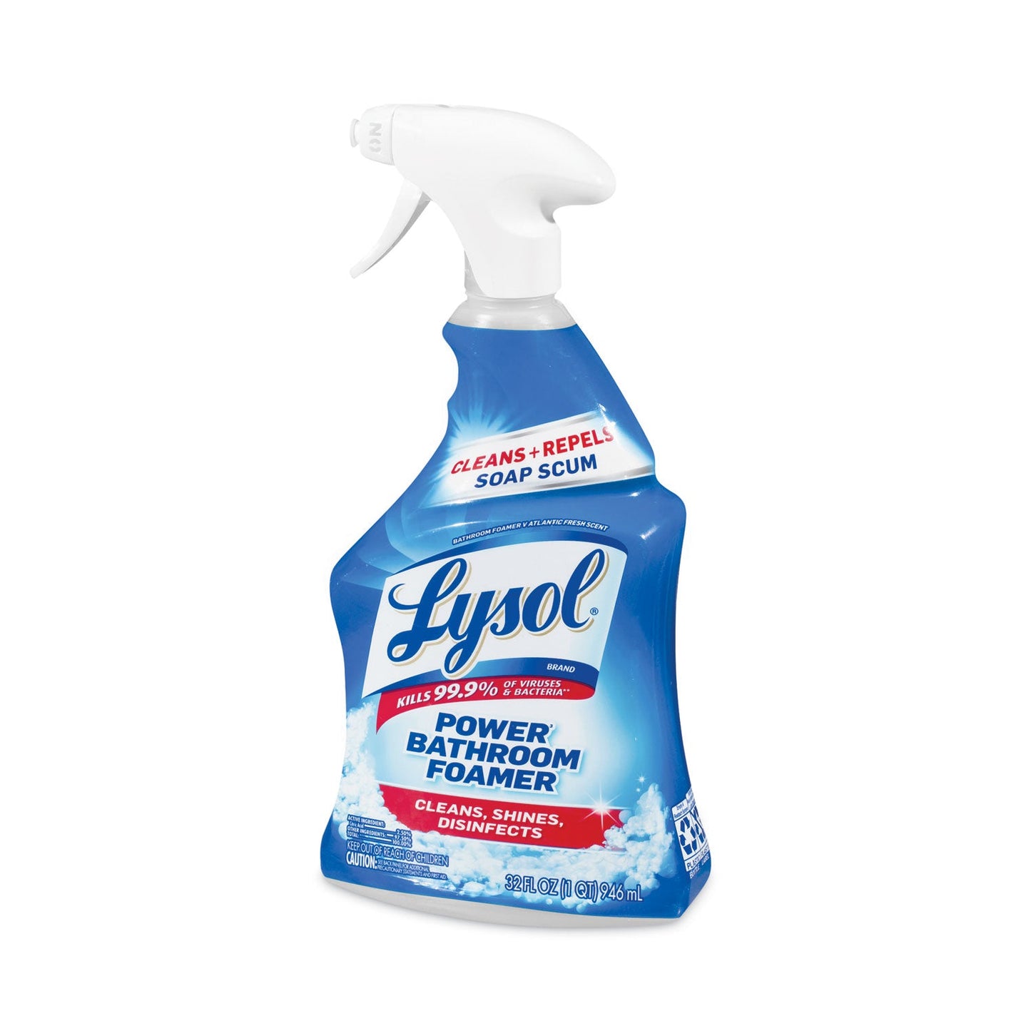 LYSOL Disinfectant Power Bathroom Foamer, Liquid, Atlantic Fresh, 32 oz Spray Bottle, 12/Carton