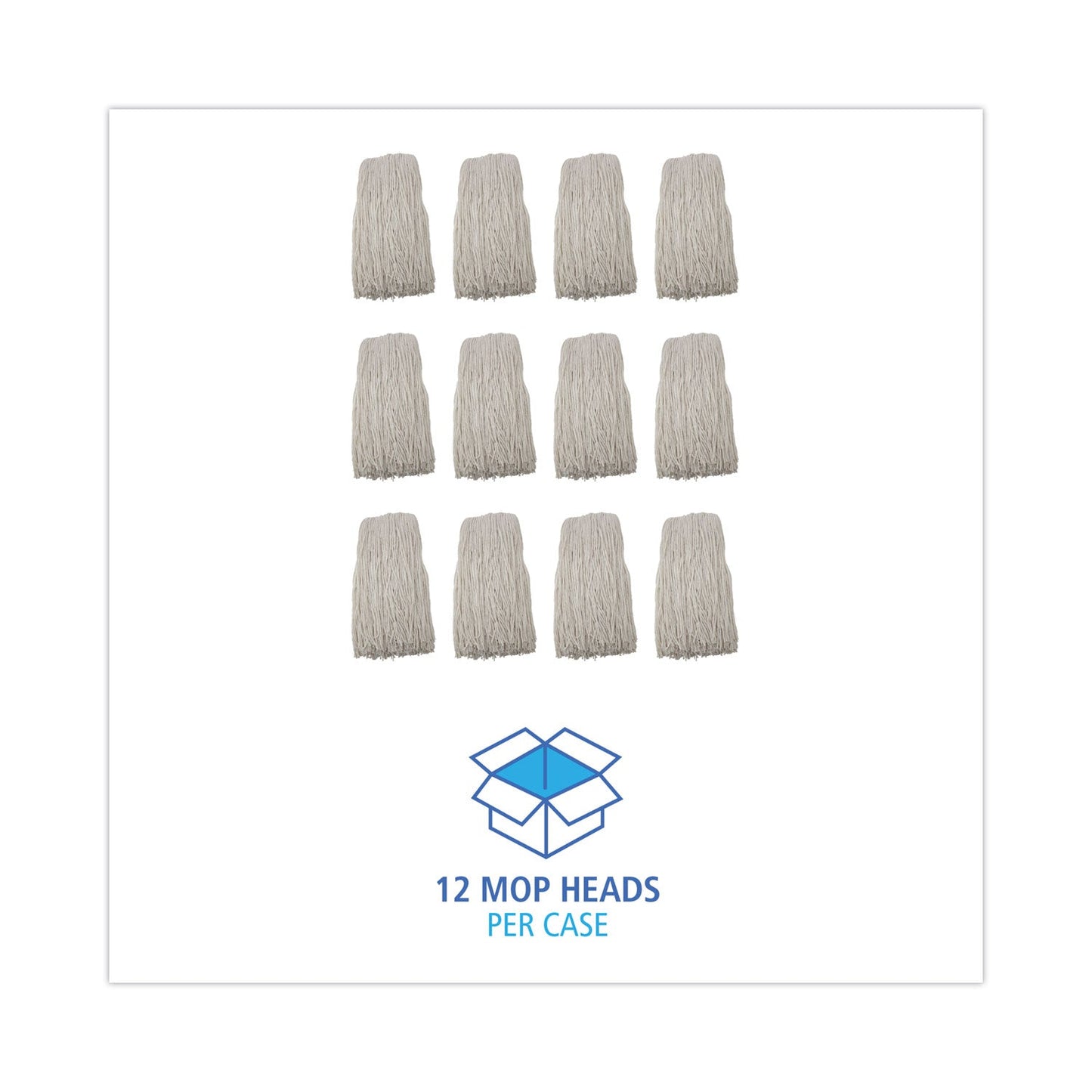Boardwalk Premium Cut-End Wet Mop Heads, Rayon, 24oz, White, 12/Carton