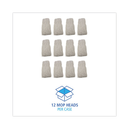 Boardwalk Premium Cut-End Wet Mop Heads, Rayon, 24oz, White, 12/Carton