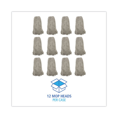 Boardwalk Mop Head, Premium Standard Head, Cotton Fiber, 32oz, White, 12/Carton