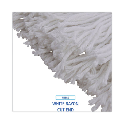 Boardwalk Mop Head, Premium Standard Head, Rayon Fiber, 32oz, White, 12/Carton