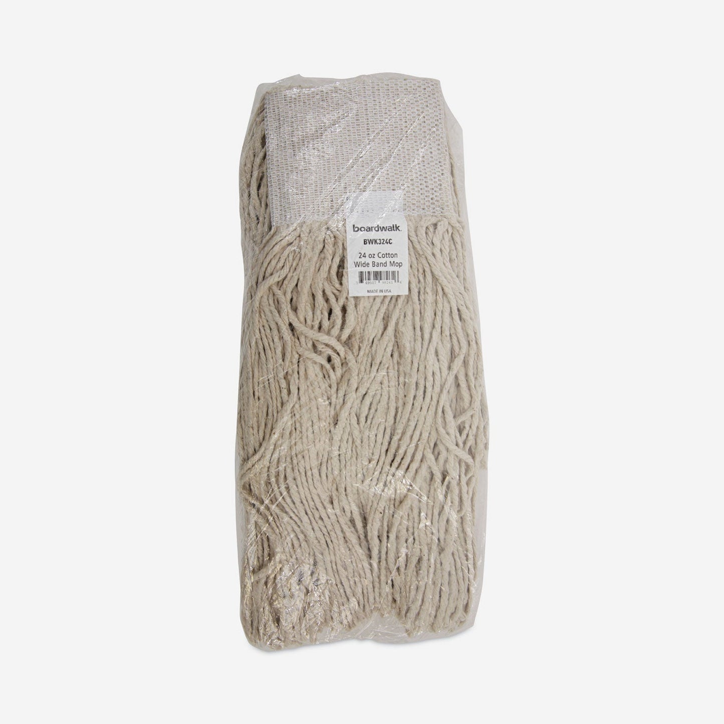 Boardwalk Mop Head, Premium Saddleback Head, Cotton Fiber, 24 oz, White, 12/Carton