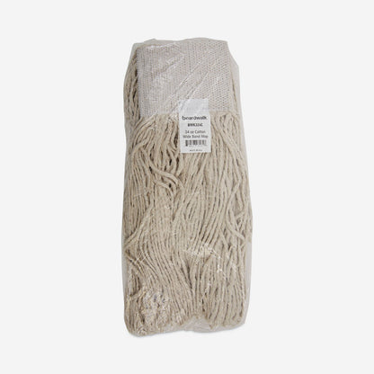 Boardwalk Mop Head, Premium Saddleback Head, Cotton Fiber, 24 oz, White, 12/Carton