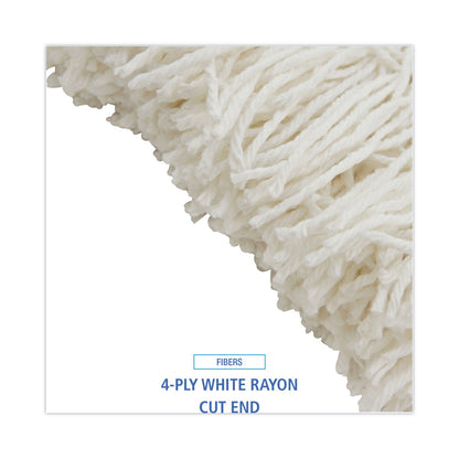 Boardwalk Mop Head, Premium Saddleback Head, Rayon Fiber, 24-Oz., White, 12/Carton