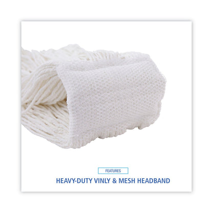 Boardwalk Mop Head, Premium Saddleback Head, Rayon Fiber, 24-Oz., White, 12/Carton
