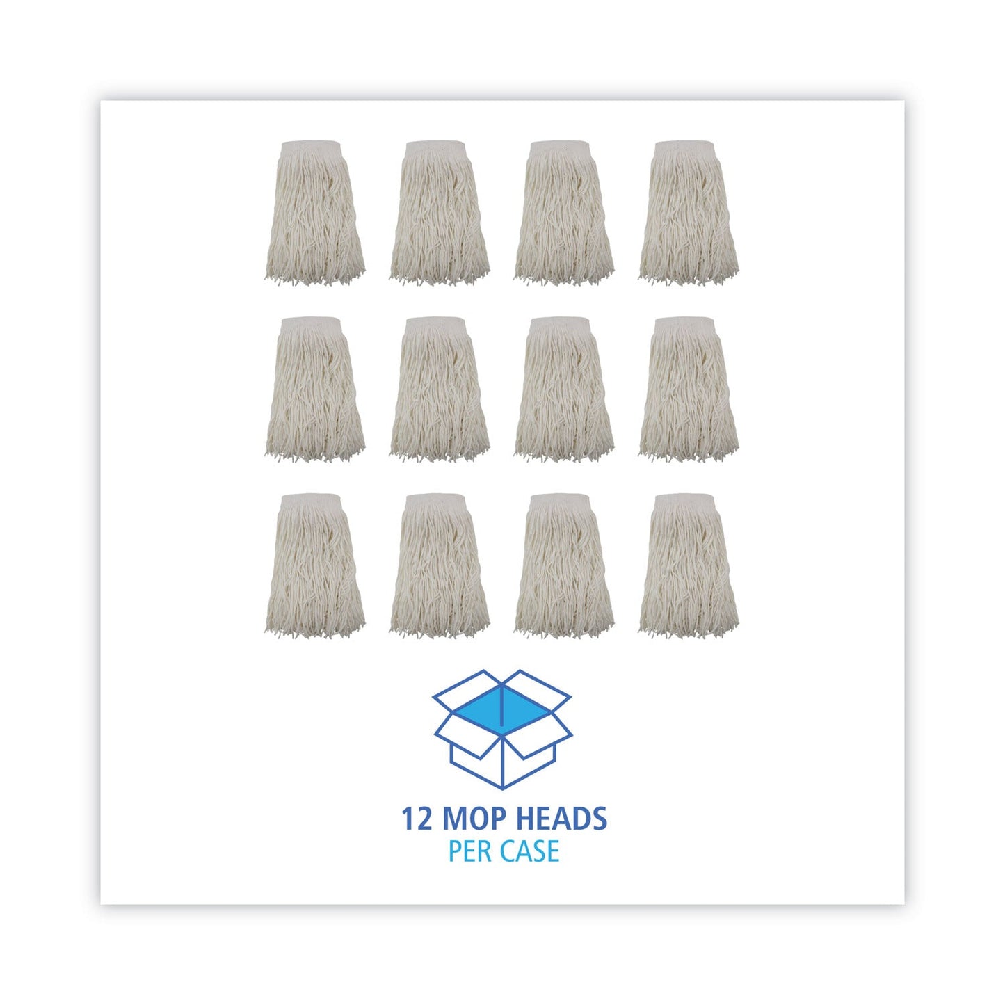 Boardwalk Mop Head, Premium Saddleback Head, Rayon Fiber, 24-Oz., White, 12/Carton