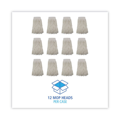 Boardwalk Mop Head, Premium Saddleback Head, Rayon Fiber, 24-Oz., White, 12/Carton