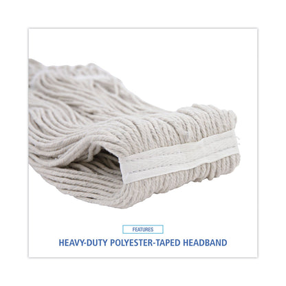 Boardwalk Pro Loop Web/Tailband Wet Mop Head, Cotton, 24oz, White