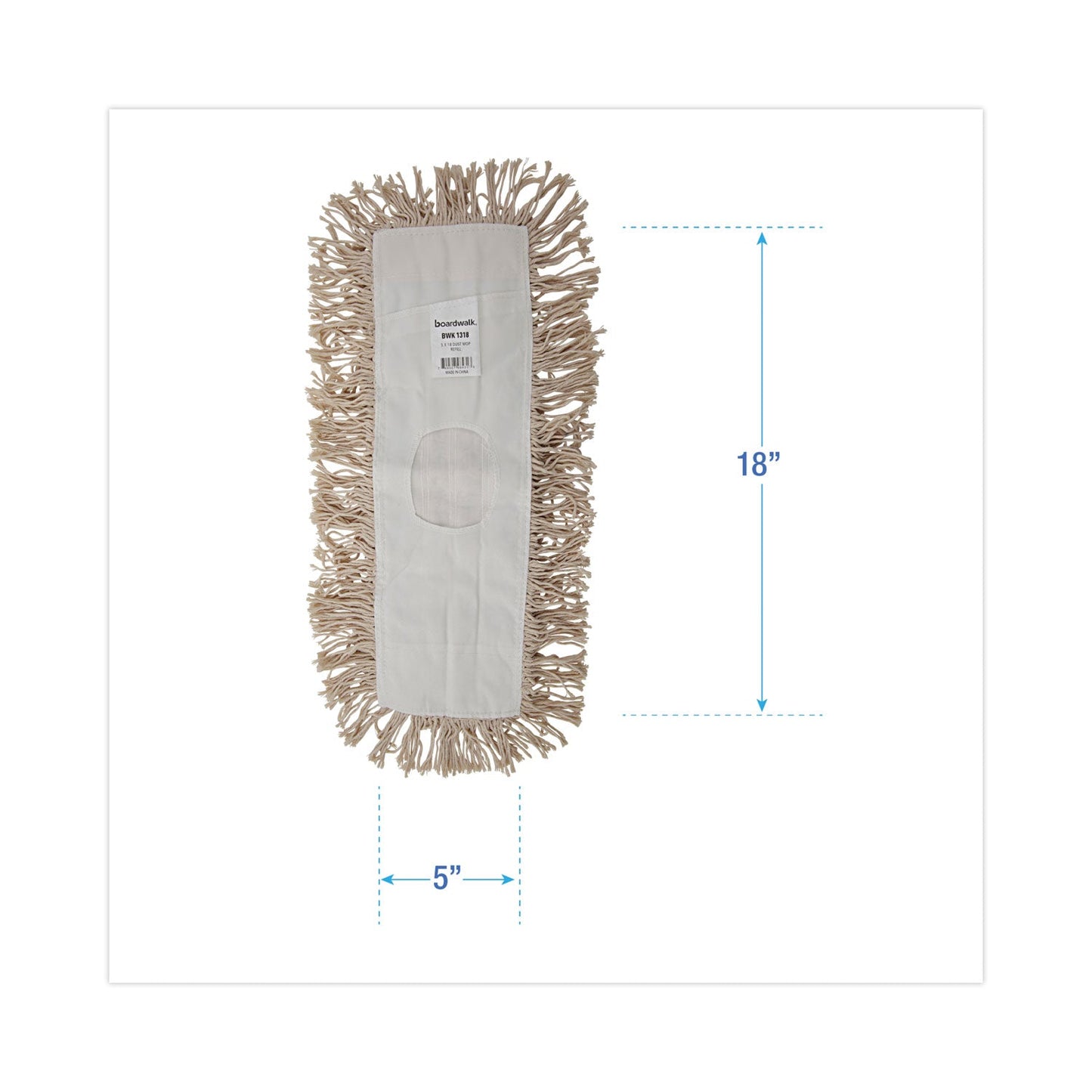 Boardwalk Industrial Dust Mop Head, Hygrade Cotton, 18w x 5d, White