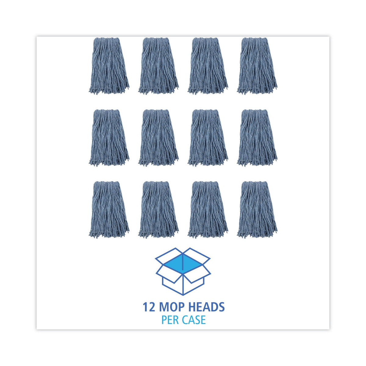 Boardwalk Mop Head, Standard Head, Cotton/Synthetic Fiber, Cut-End, #16., Blue
