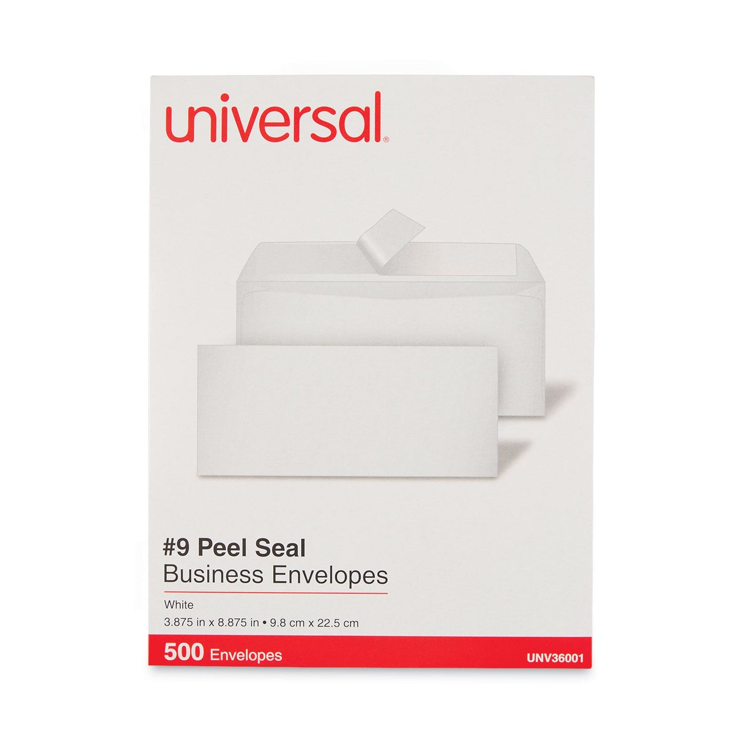 Universal Peel Seal Strip Business Envelope, #9, Square Flap, Self-Adhesive Closure, 3.88 x 8.88, White, 500/Box