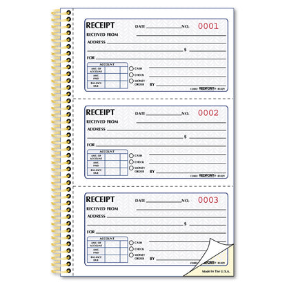 Rediform Money Receipt Book, Two-Part Carbonless, 5 x 2.75, 3/Page, 225 Forms