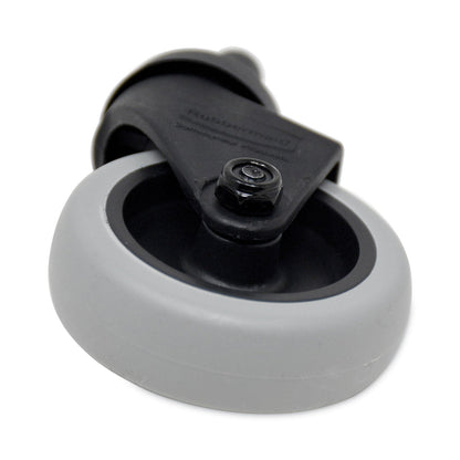 Rubbermaid Replacement Bayonet-Stem Swivel Casters, Grip Ring Stem, 3" Soft Rubber Wheel, Black